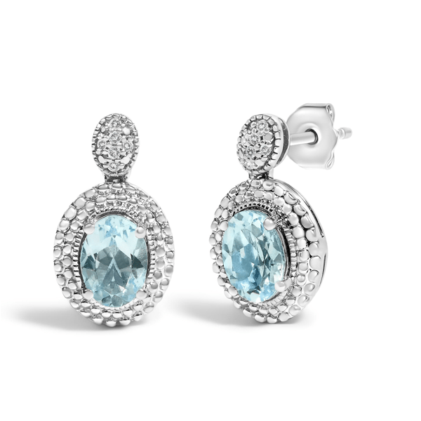 Haus of Brilliance Diamond Accent & Topaz Halo Drop Stud Earrings