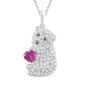 Sterling Silver Lab Created Ruby & White Sapphire Bear Pendant - image 1