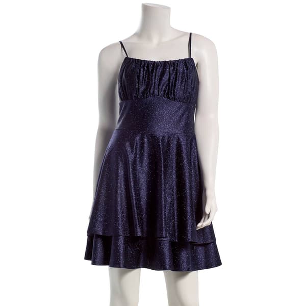 Juniors Emerald Sundae Glitter Emma Double Tier Skater Dress - image 