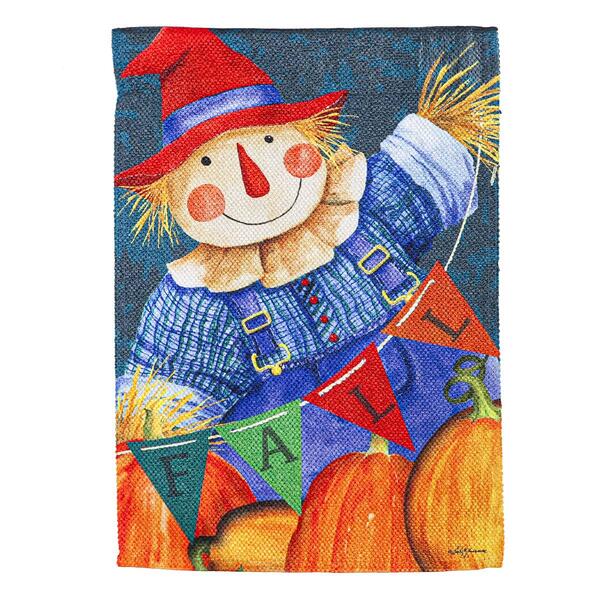Evergreen Fall Fella Scarecrow Garden Textured Suede Flag - image 
