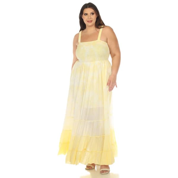 Plus Size White Mark Smocked Ruffle Maxi Dress