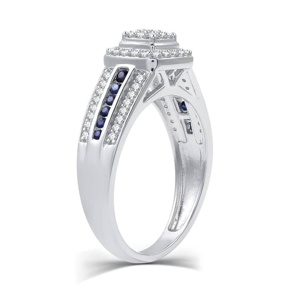 Loveblooms&#8482; 3/8cttw. Diamond & Blue Sapphire Cushion Bridal Set