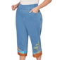 Plus Size Alfred Dunner Beachcomber Beach Embroidery Denim Capris - image 5