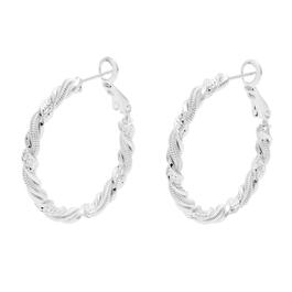 Marsala Fine Silver Plated Textured and Twisted Hoop Earrings