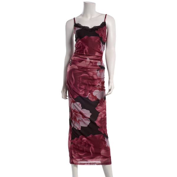 Juniors Madden Girl Floral Mesh Lace Trim Midi Dress