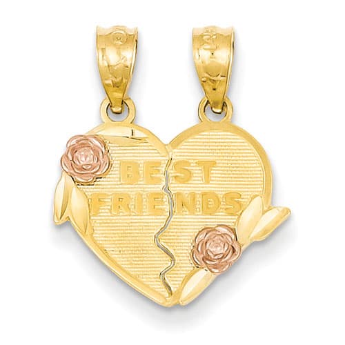 Gold Classics(tm) Two-Tone Best Friends Heart Pendant - image 