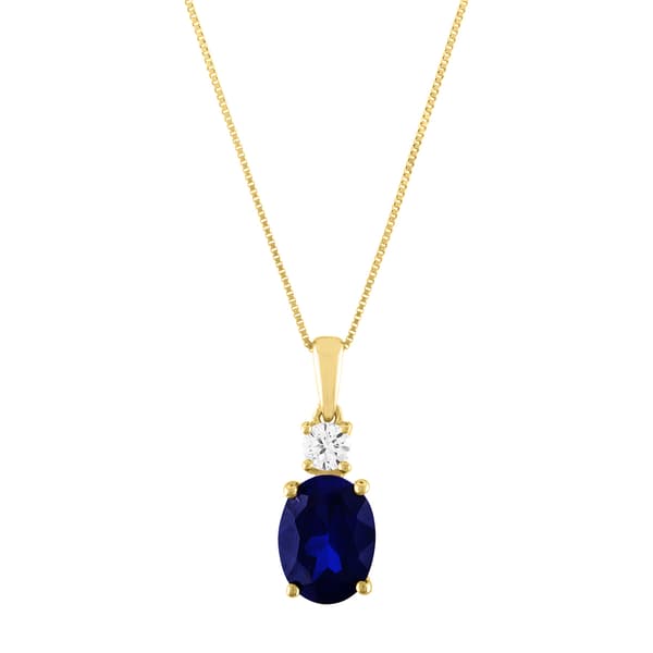 Gemstone Classics&#40;tm&#41;Oval 10kt Yellow & Blue Sapphire Pendant - image 