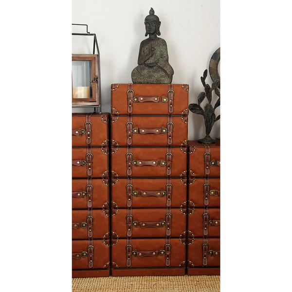 9th & Pike® Traditional Wood and Leather Traditional Chest