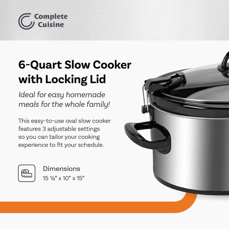Complete Cuisine 6qt. Slow Cooker w/ Clips