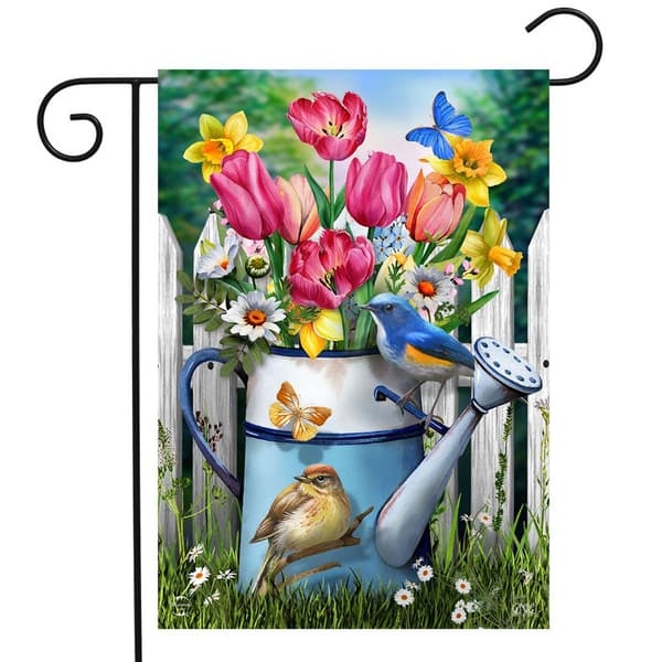 Briarwood Lane Floral Watering Can Garden Flag - image 