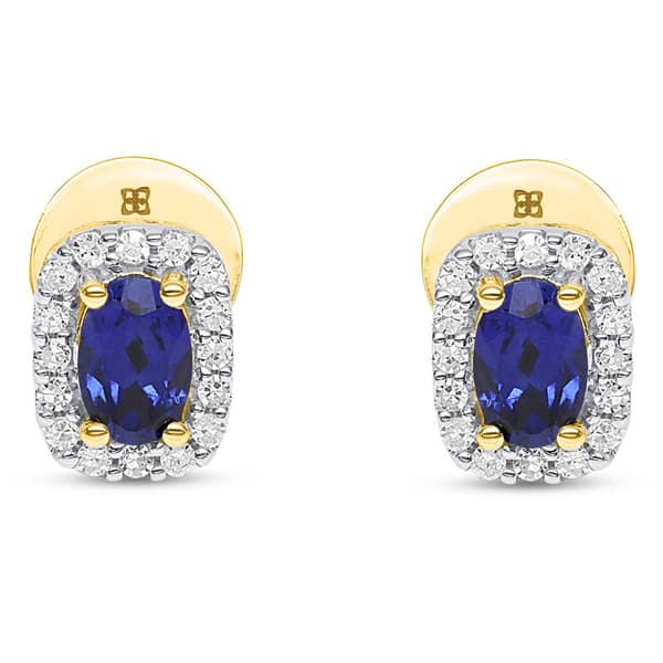 Gemstone Classics™ Created Sapphire & Lab Grown Diamond Earrings