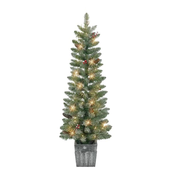 Puleo International 4ft. Pre-Lit Christmas Trees- Set of 2 - image 