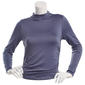 Juniors No Comment Fleece Lined Mock Neck Sculpted Tee - image 1