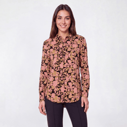 Womens AK Anne Klein 3/4 Flutter Sleeve V-Neck Floral Blouse