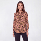 Petite AK Anne Klein Long Sleeve Clean Front Floral Blouse - image 1