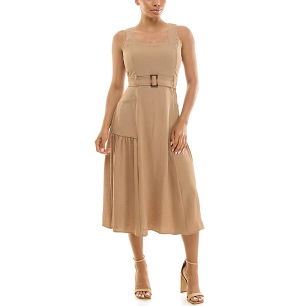 Womens Nina Leonard Sleeveless Solid Fit & Flare Dress - image 
