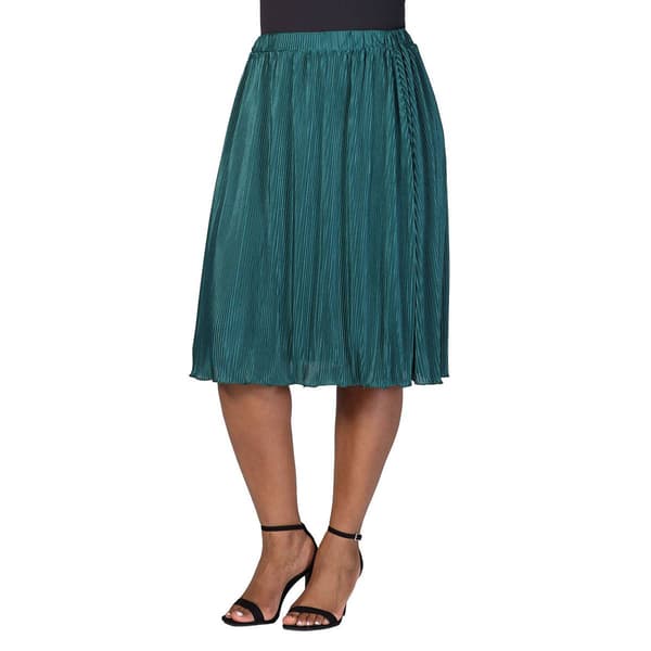 Plus Size 24/7 Comfort Apparel Elegant Accordion Party Midi Skirt