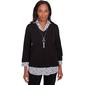 Womens Alfred Dunner Wild At Heart Solid w/ Heart Trim Top - image 1