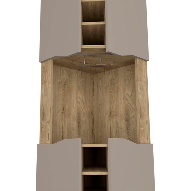 FM FURNITURE Lyla Macadamia Corner Bar Cabinet