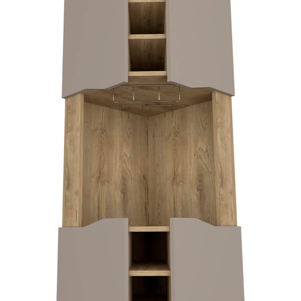 FM FURNITURE Lyla Macadamia Corner Bar Cabinet