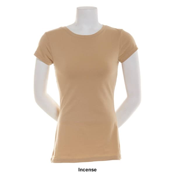 Juniors Aveto Short Sleeve Basic Crew Neck Cap Sleeve Tee
