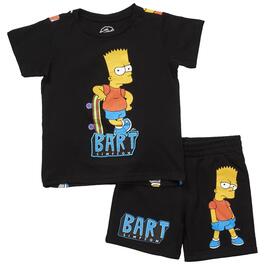 Boys &#40;4-7&#41; Freeze Bart Simpson Tee & Shorts Set - Black