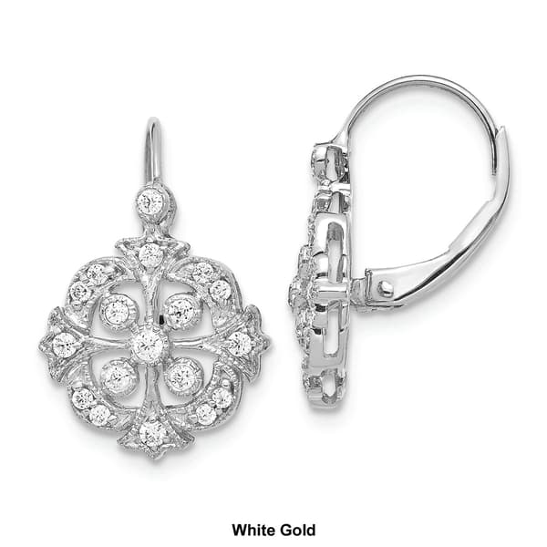 Pure Fire 14kt. Gold Lab Grown Diamond Floral Leverback Earrings