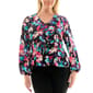 Womens Zac & Rachel Bracelet Sleeve Floral Tie Waist Crepe Top - image 1