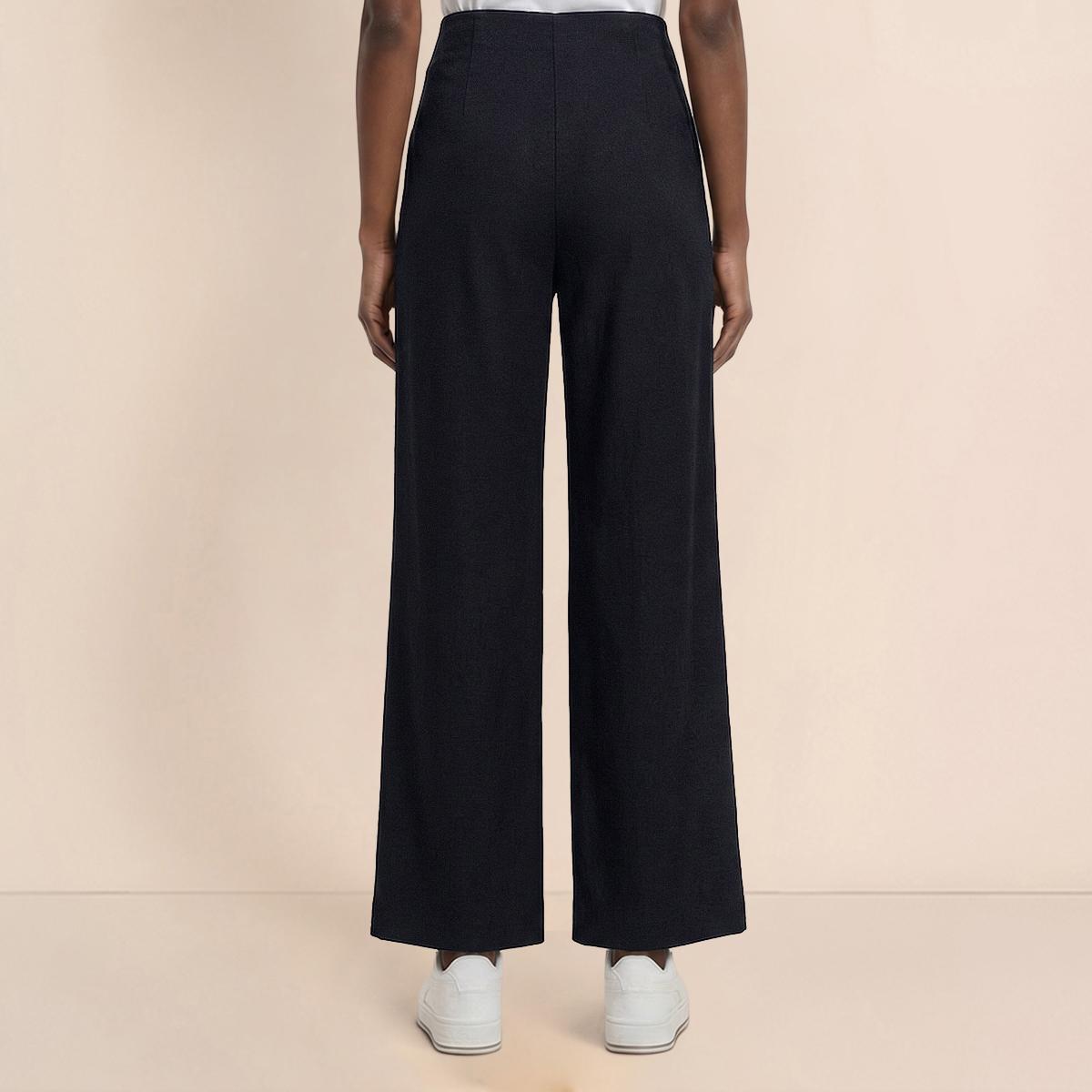 Womens Nicole Miller Elastic Waist Pleated Solid Pants