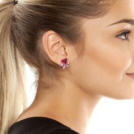 Betsey Johnson Mismatched Pink Glitter Rose Stud Earrings