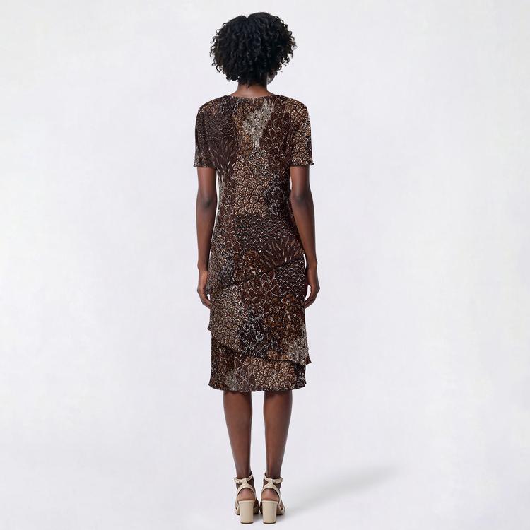 Womens Connected Apparel Short Sleeve Patchwork Sheath Dress