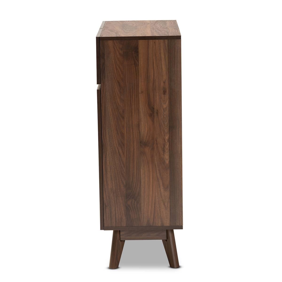 Baxton Studio Hartman Walnut Brown Finished Wood Shoe Cabinet