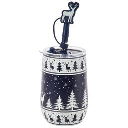Home Essentials Winter Wine Tumbler w/ Sipper Straw