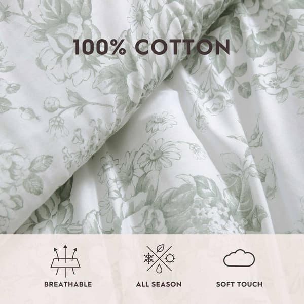 Laura Ashley Toile Delight Cotton Reversible Comforter Set