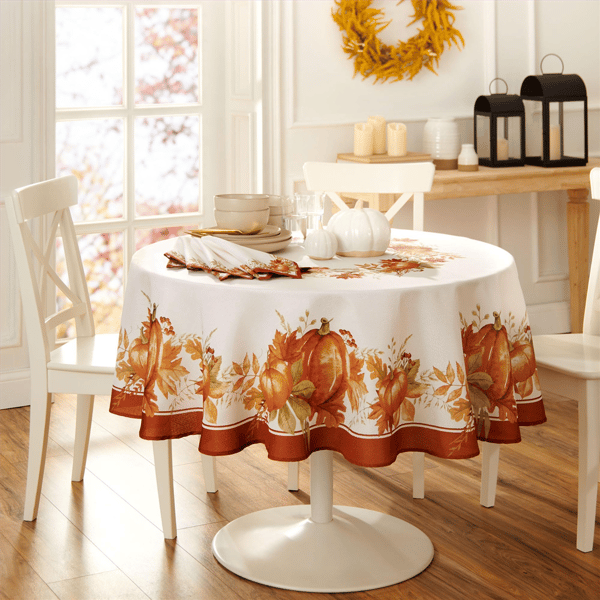 Threadmade Autumn Pumpkin Grove Fall Tablecloth