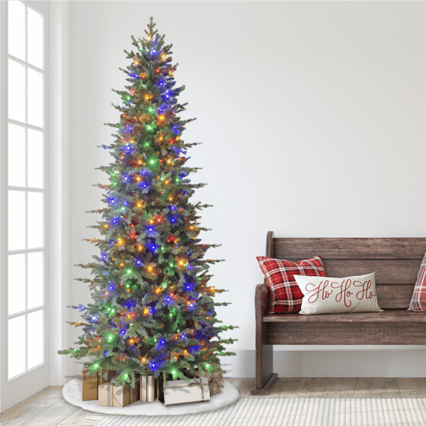 Puleo International 7.5ft. Pre-Lit Slim Linden Fir Christmas Tree