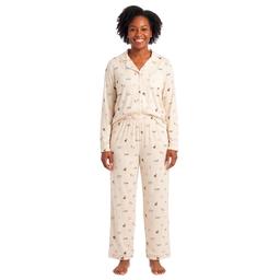 Womens Draper James Bamboo Jersey Dogs Notch Collar Pajama Set