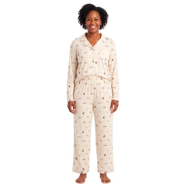 Womens Draper James Bamboo Jersey Dogs Notch Collar Pajama Set