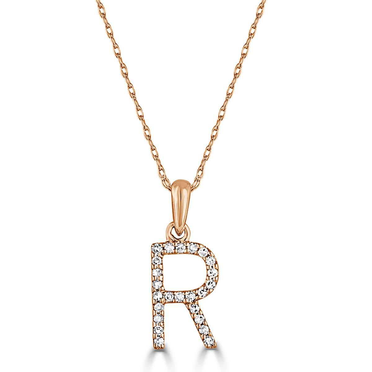 Diamond Classics™ 14kt. Rose Gold Initial R Letter Necklace
