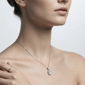 Saffron 2ctw. Moissanite Diamond Oval Halo Drop Necklace - image 2