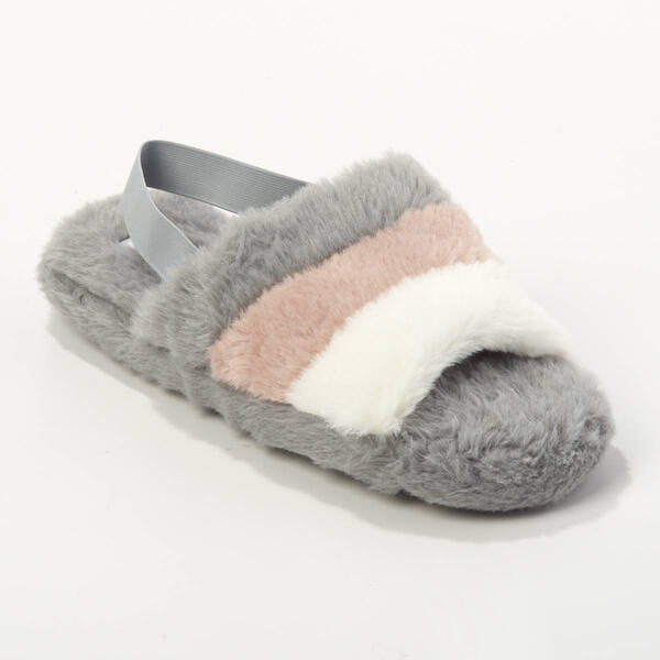Womens Capelli New York Striped Faux fur Backstrap Slippers - image 