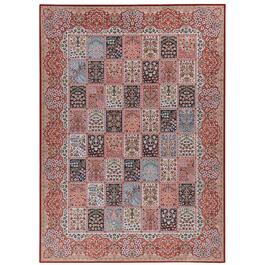 Linon Emerald Collection Red Blocked Rug