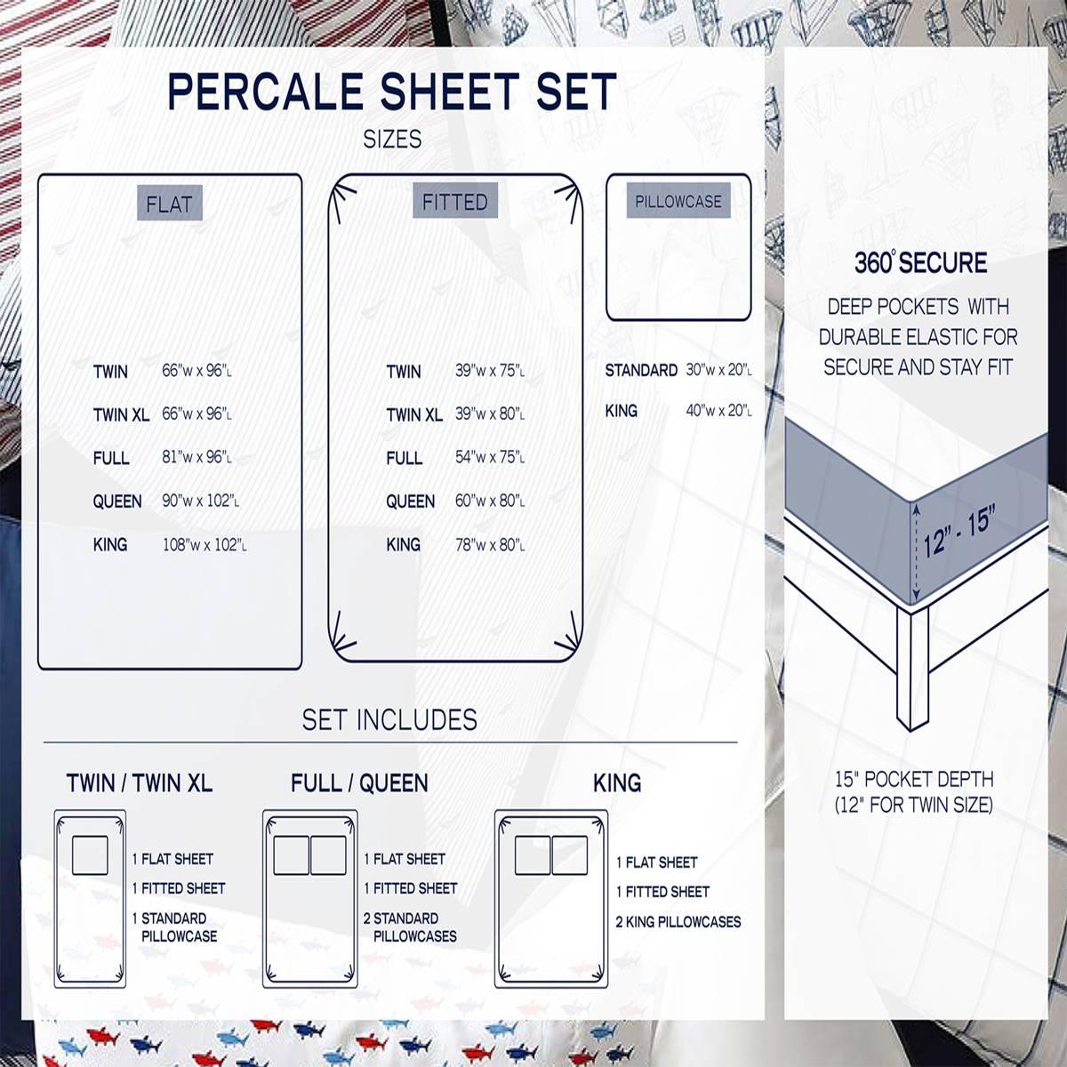 Nautica Buoy Line Cotton Percale Sheet Set