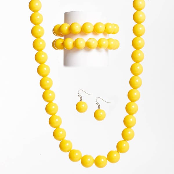 Ashley Cooper(tm) Yellow Bead Necklace/Bracelet/Earring Set - image 
