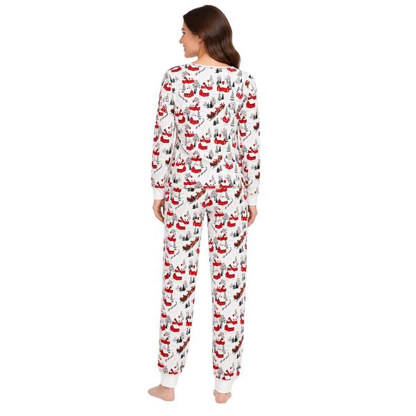 Womens Poppy & Clay Cotton Winter Cottage Scene Pajama Set