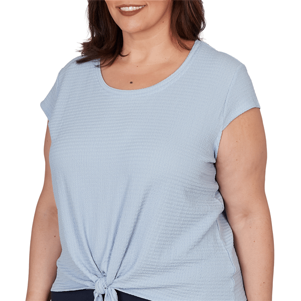 Plus Size Emaline Sapphire Serenade II Cap Sleeve Textured Blouse