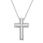Splendere Sterling Silver Cubic Zirconia Baguette Cross Necklace - image 1