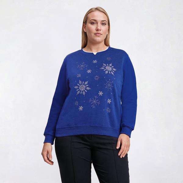 Plus Size Hasting & Smith Scattered Snowflakes Sweatshirt - image 