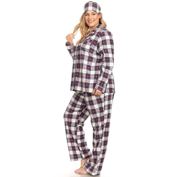 Plus Size White Mark 3pc. Plaid Pajama Set