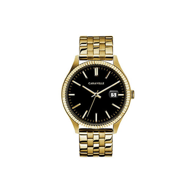Mens Caravelle Coin Edge Stainless Steel Watch - 44B121 - image 